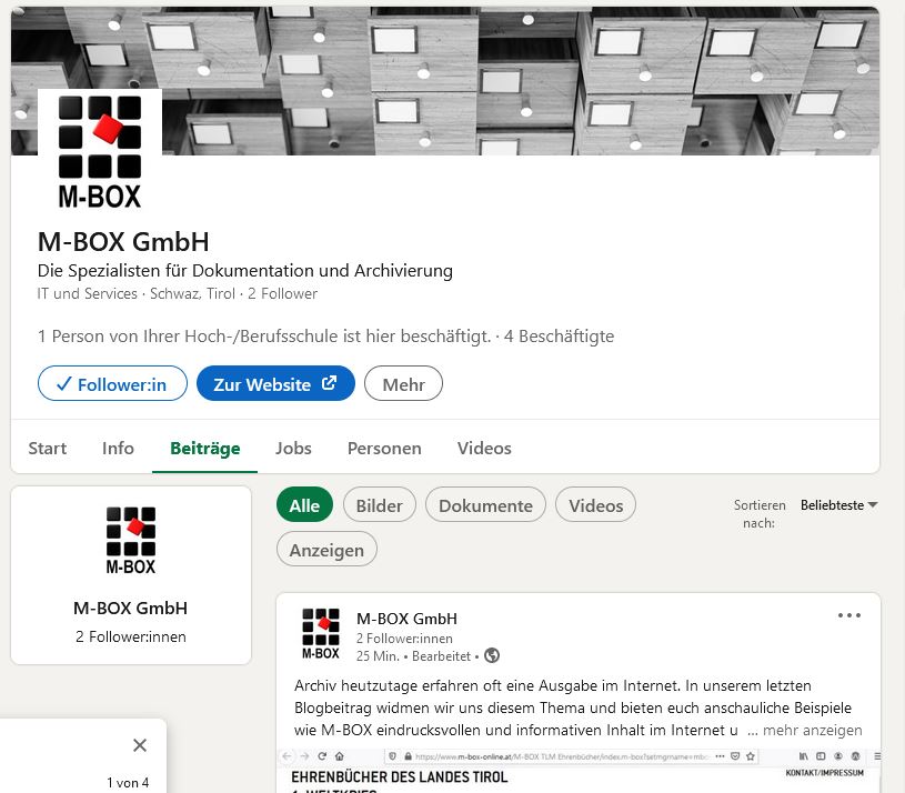 M-BOX auf LInkedin